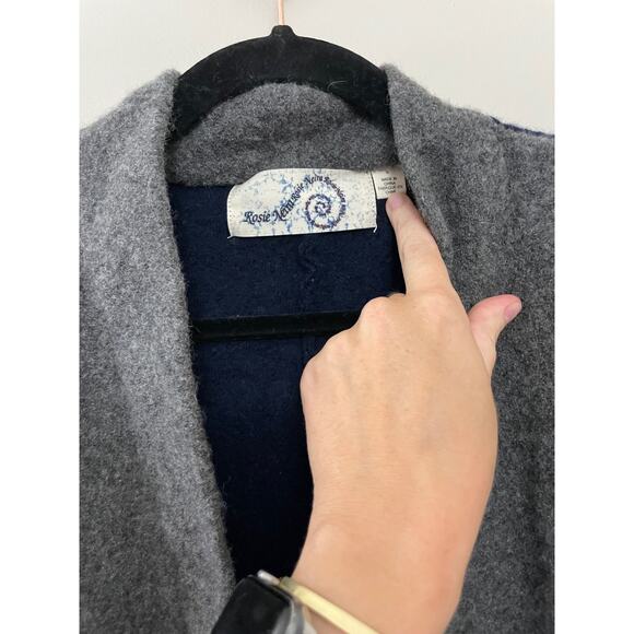 Anthropologie Cozy Minimalist Rosie Niera Denisse 100% Boiled Wool Navy Jacket S - Picture 6 of 13